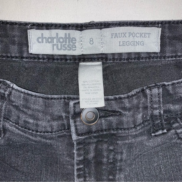 🆕 Charlotte Russe Black Jeans Women’s 8 Faux Pocket Legging Got Emo COlor Denim - Picture 5 of 8